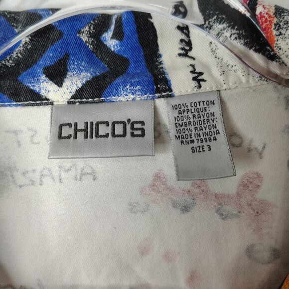 Chico’s Shaman Speaks Jacket Womens 3 / X-Large Abstract Artsy Positive Graphic - Picture 13 of 14